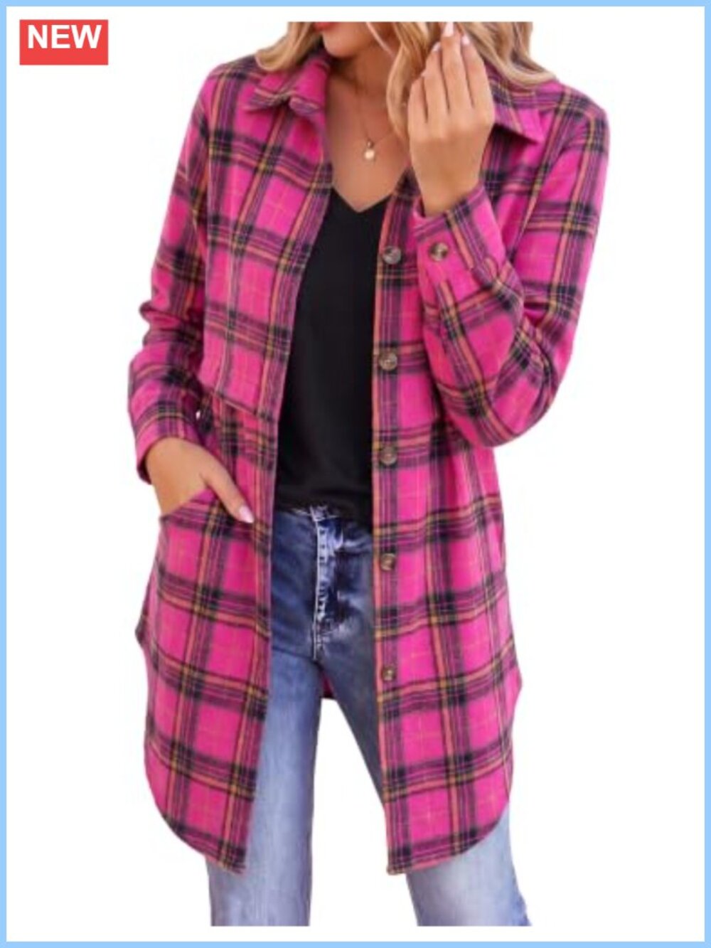 Women's Flannel Shirt Long Sleeve Plaid Button Down Casual Tops